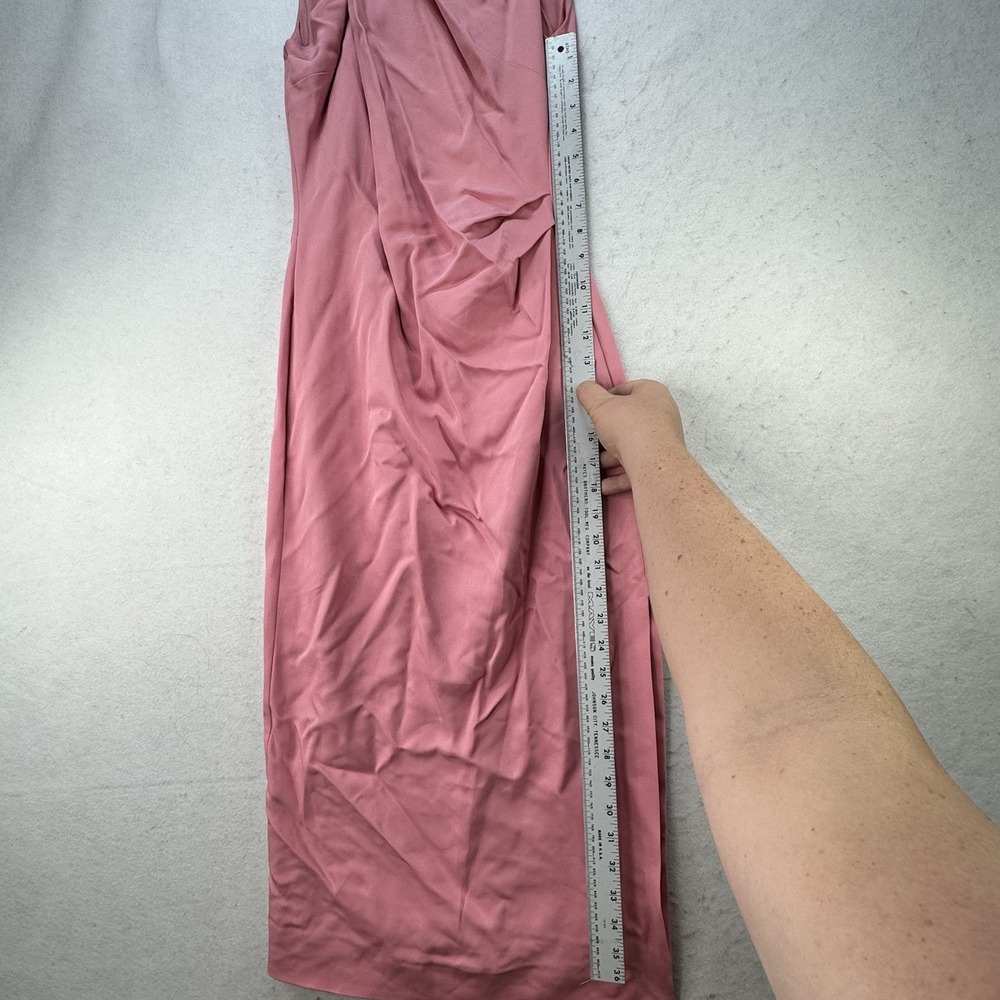 NEW $480 REISS Imogen Sleeveless Ruched Midi Dress in Pink Fitted Side Slit US 4 - Picture 8 of 14